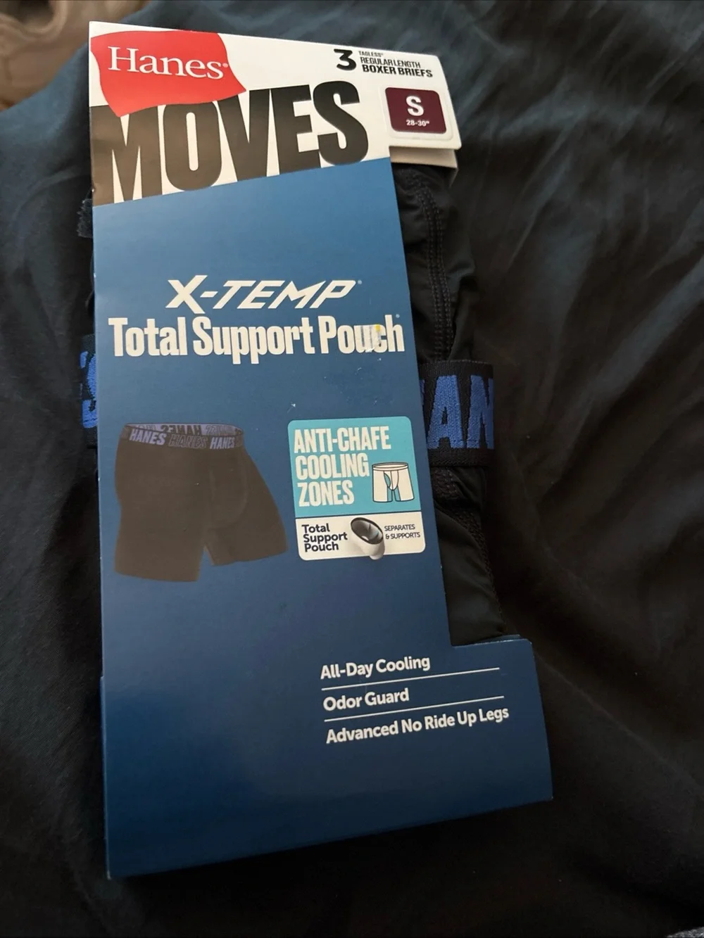 Hanes Moves X-Temp Total Support Pouch Boxer Briefs - Black - S